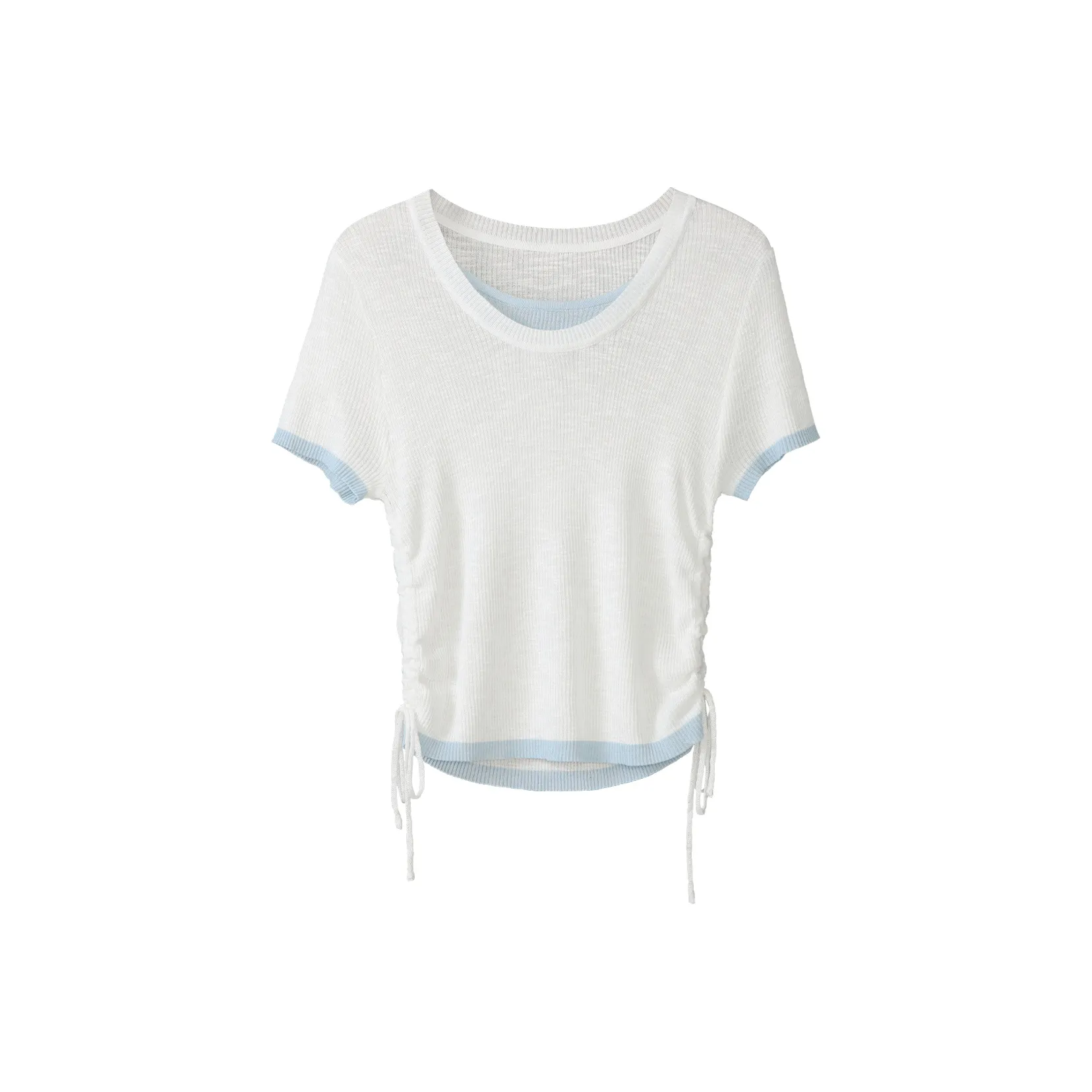 Fstudio Летний Корейский стиль Дизайн для девушки Горячая Дизайн 2 предмета с утяжкой на талии Круглый вырез Короткий рукав Т-рубашка Женская