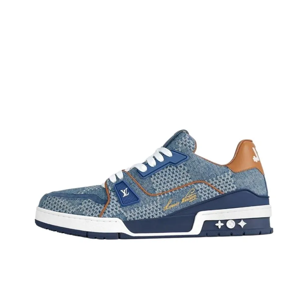 LOUIS VUITTON Lv Trainer Blue Damier 3D Denim