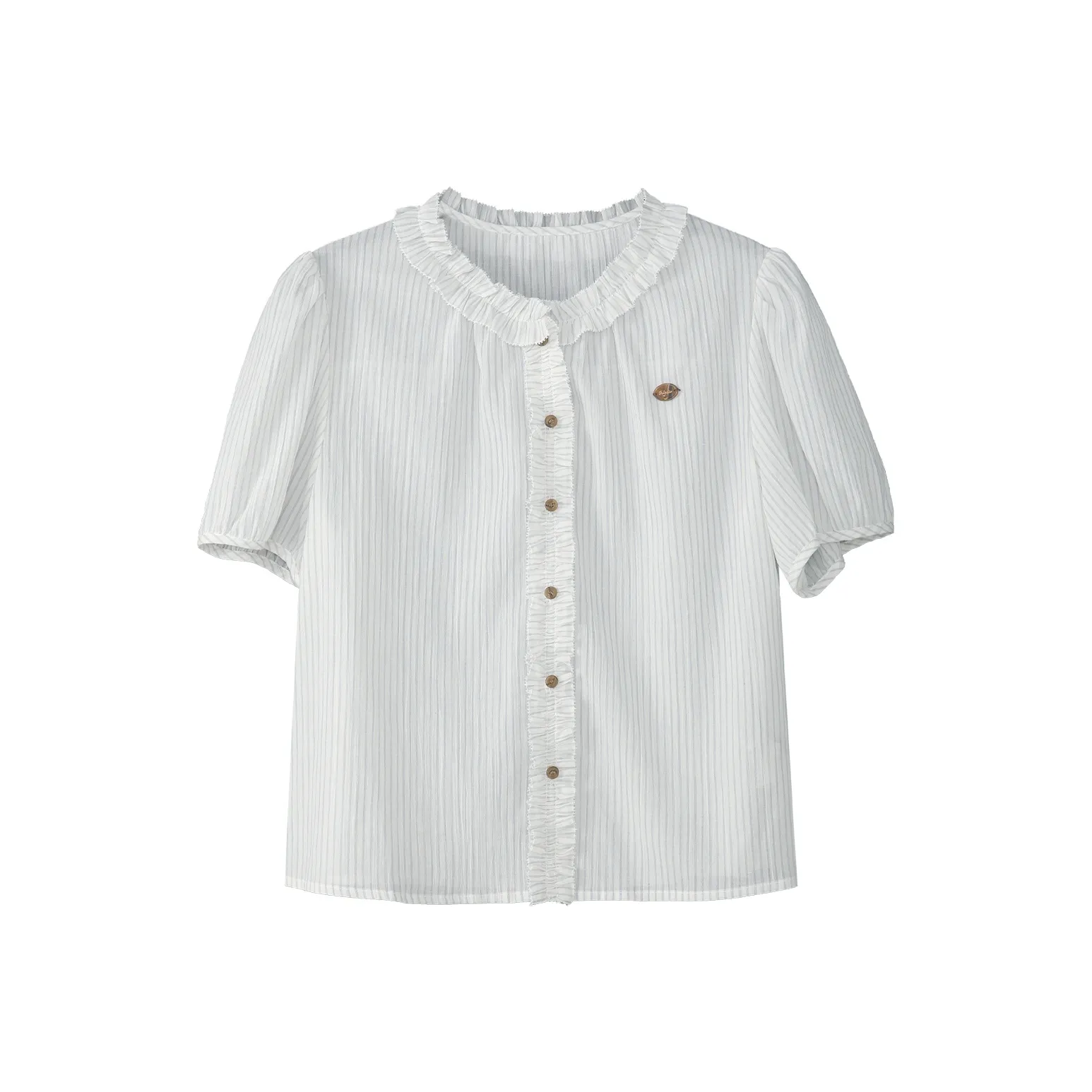 Fstudio Корейский стиль Lazy Feel Цветовой блок STRIPES SHORT Рубашка с короткими рукавами Женская