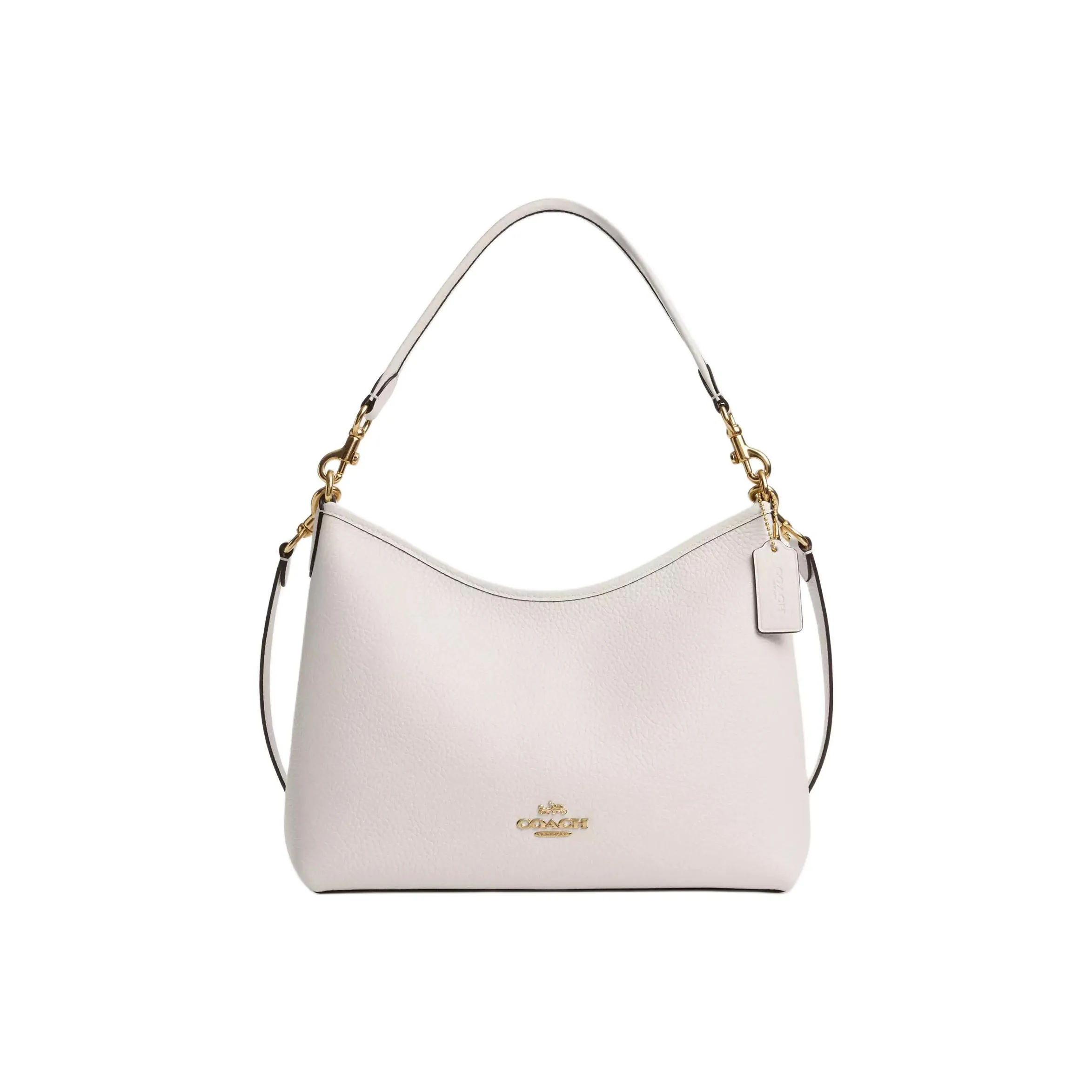 COACH Лорел Пыльца Кожа Портативная Сумка через плечо Сумка на плечо Большая Женская Золотая и Мел