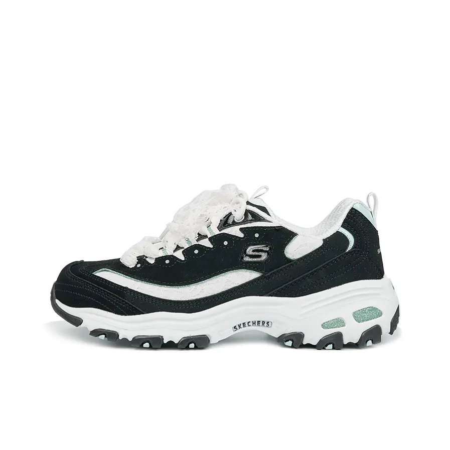 Skechers Амортизация Устойчивый к истиранию Увеличение высоты Низкие кеды Женские Черный Белый