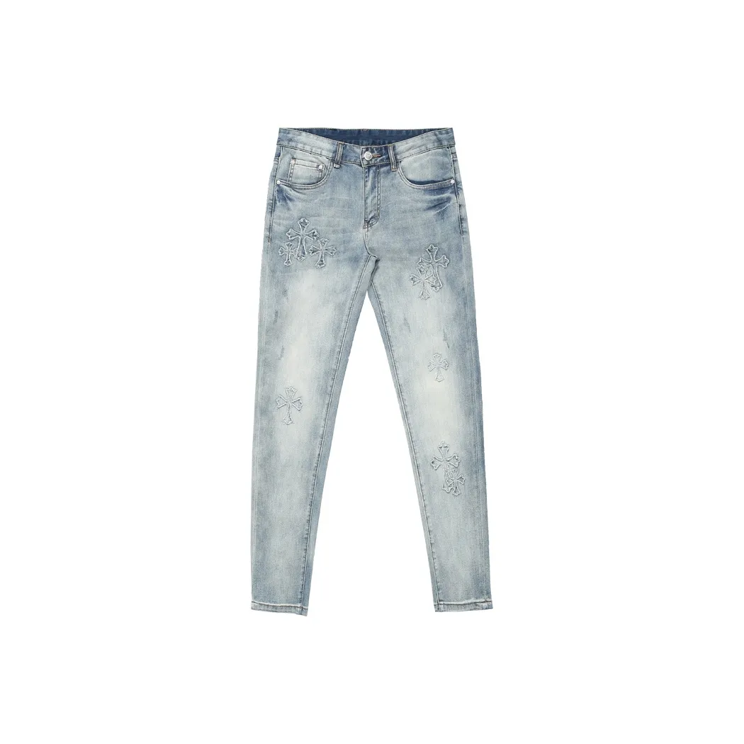 JIKENDI Винтажный Светло-Синий Мужские Джинсы