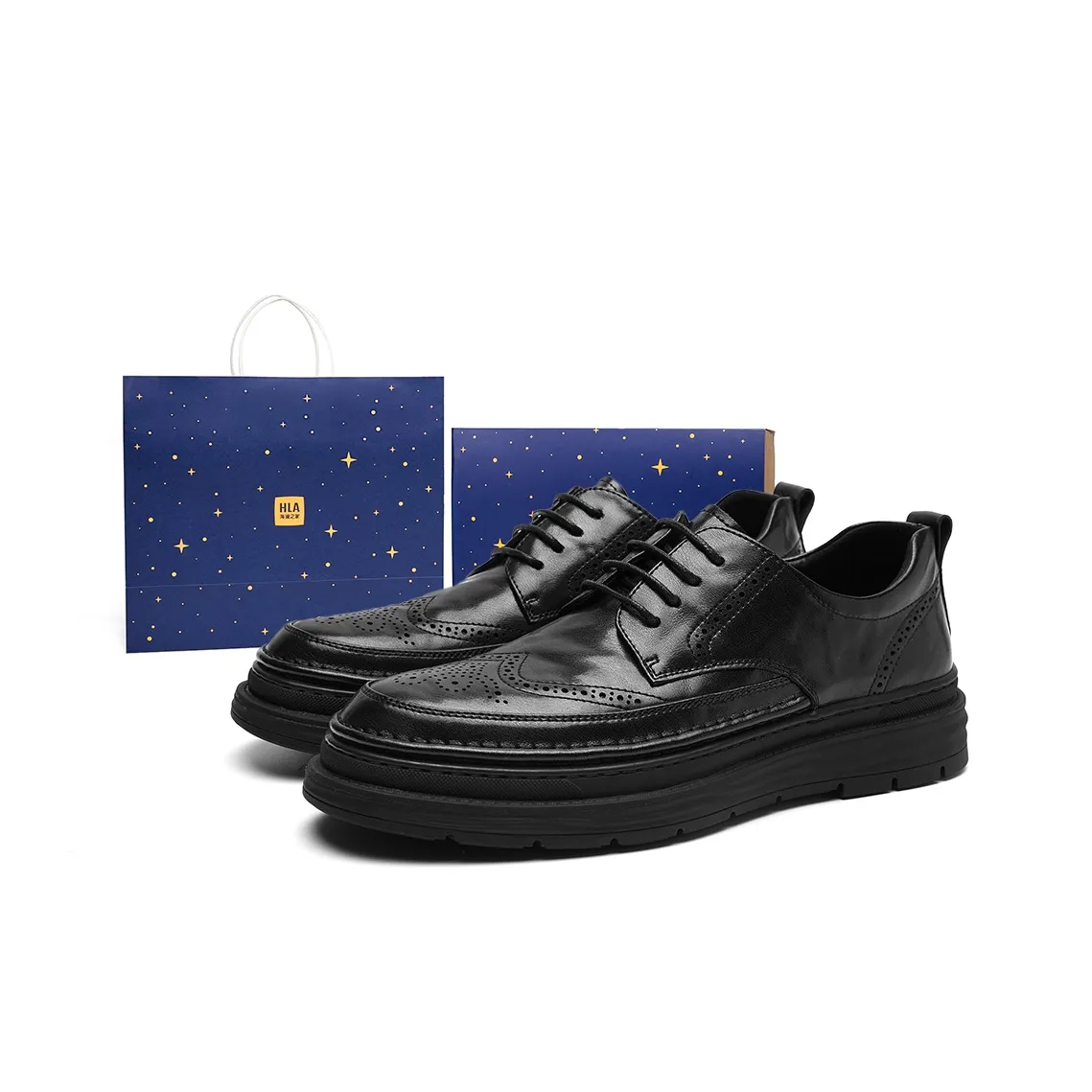 HLA Business Versatile Wear-Resistant Brocade Shoes Platform Dress Shoes Men's
