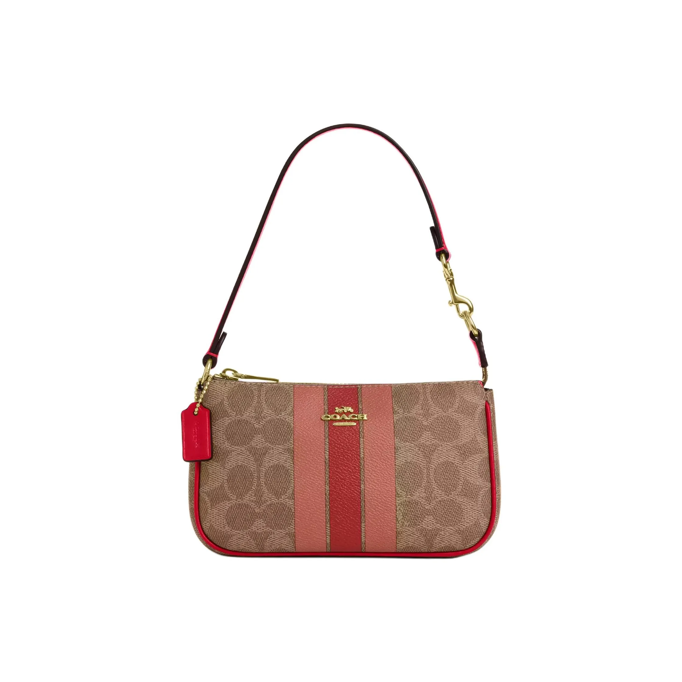 COACH Nolita Покрытый холст Одно плечо Сумка Маленькая Женская Коричневый Желтый и Смешанный цвет