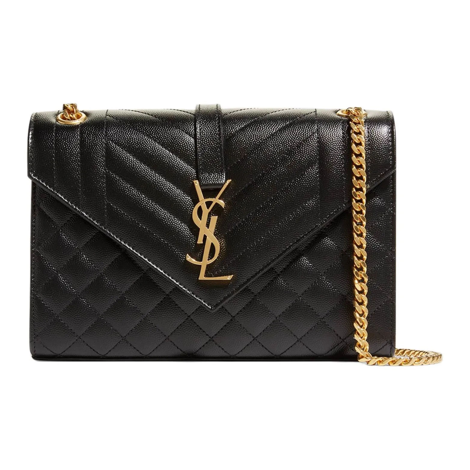 SAINT LAURENT Envelope Medium Bag Grain De Poudre Black