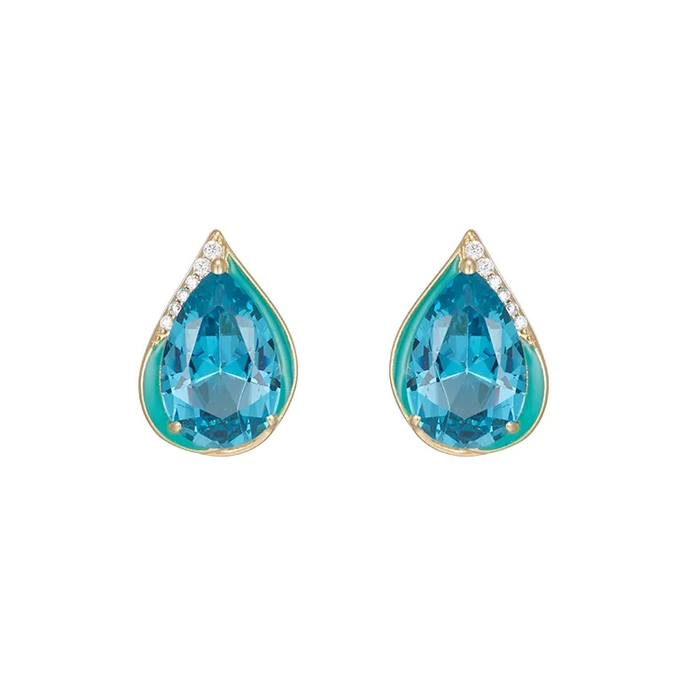 Fellala Серьги с искусственным кристаллом женские синие