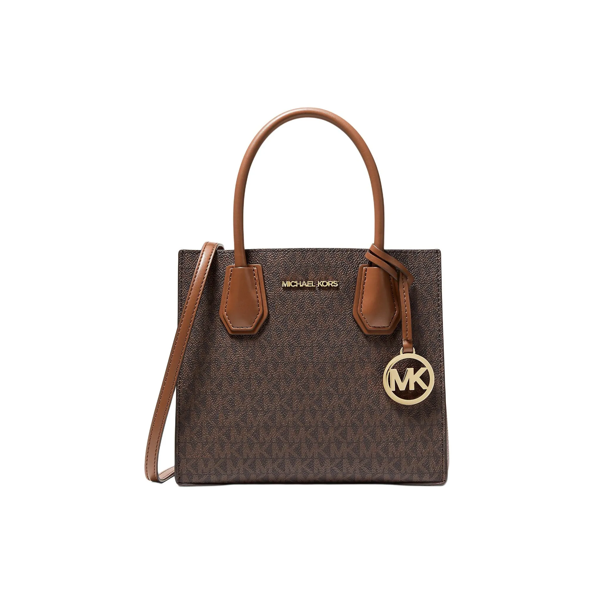 MICHAEL KORS Mercer PVC Coated Canvas Trunk Bag, Shoulder Bag, Crossbody Bag, Handbag Medium Size Women's Brown