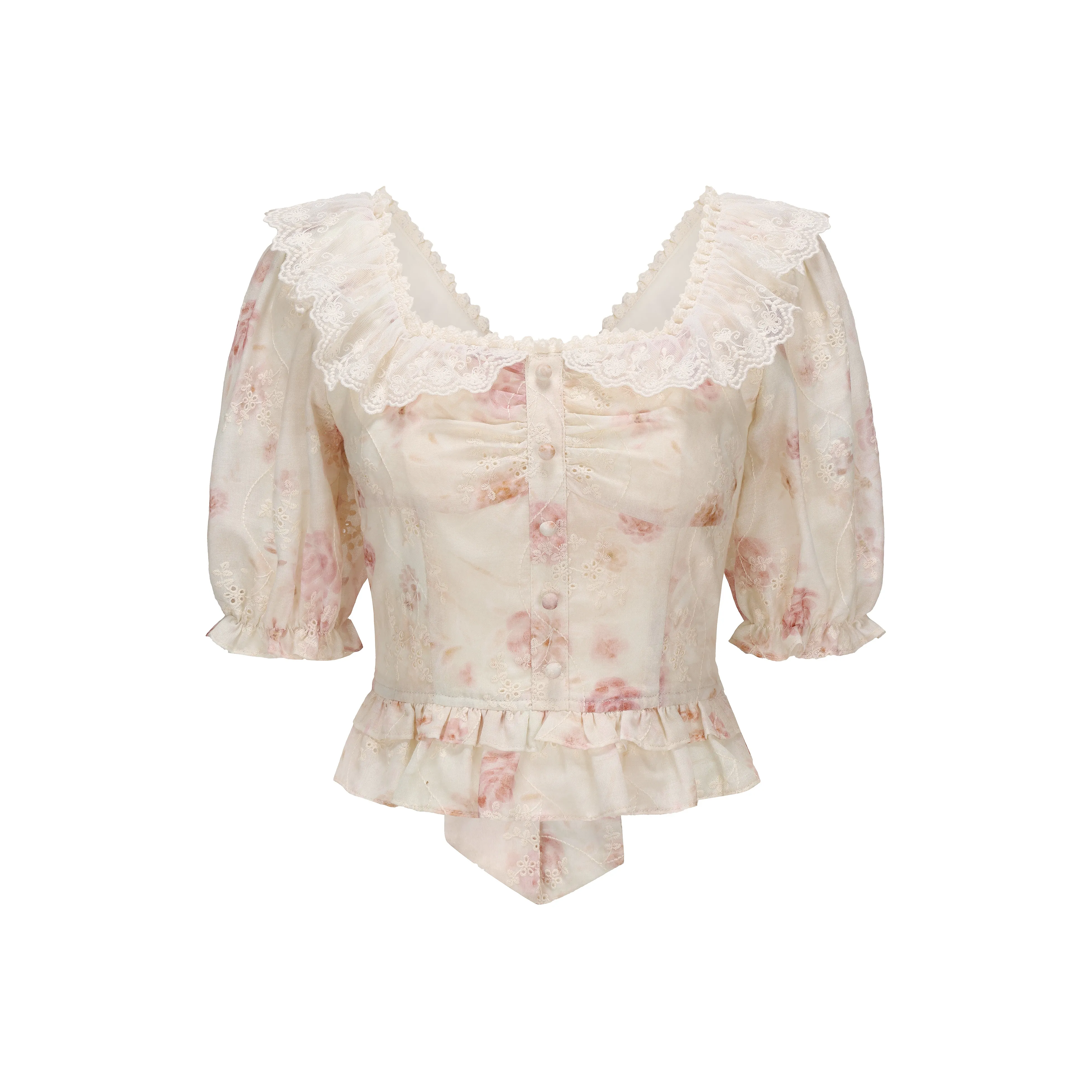 CHIWAWAMEME Розовый Абрикос Вышитая версия Цветочный Женские Короткие топы