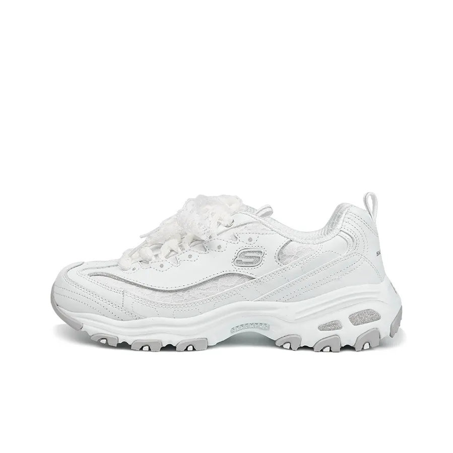 Skechers D'LITES 1,0 Амортизация устойчивые к истиранию увеличивающие высоту низкие топовые кроссовки с подошвой похожей на носки женские белые