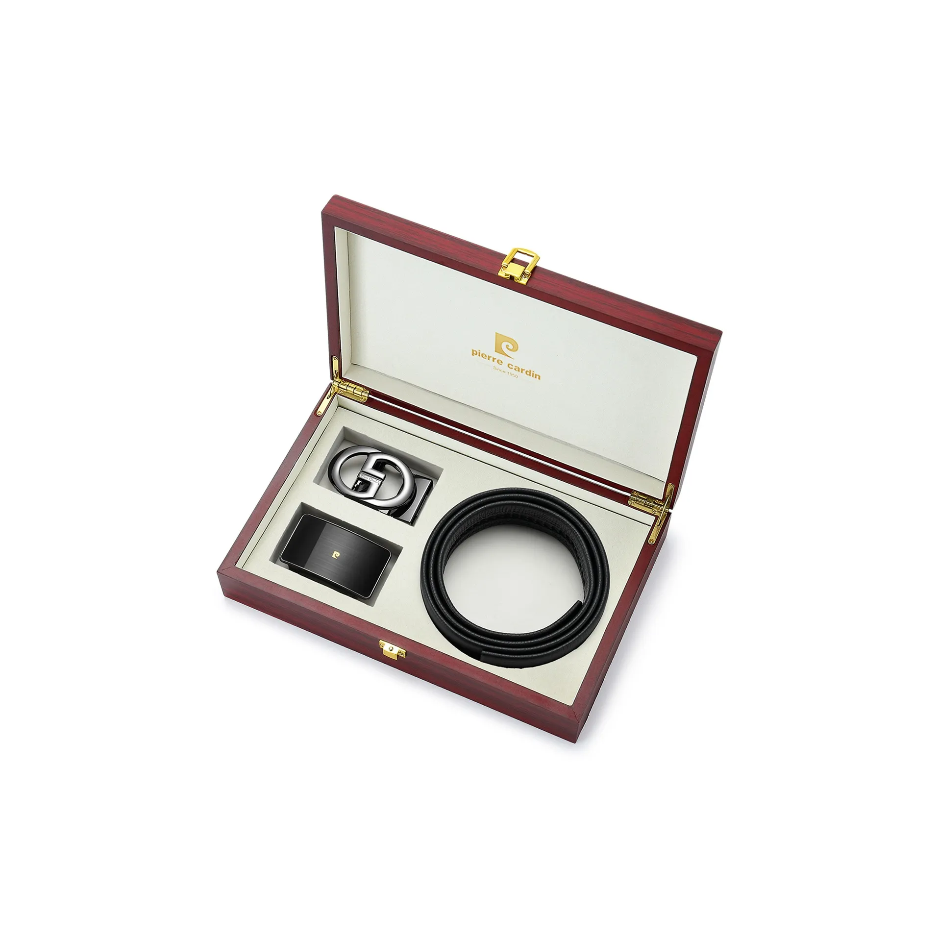 PIERRE CARDIN Top Grain Cow Leather Belt Men's 3.45cm