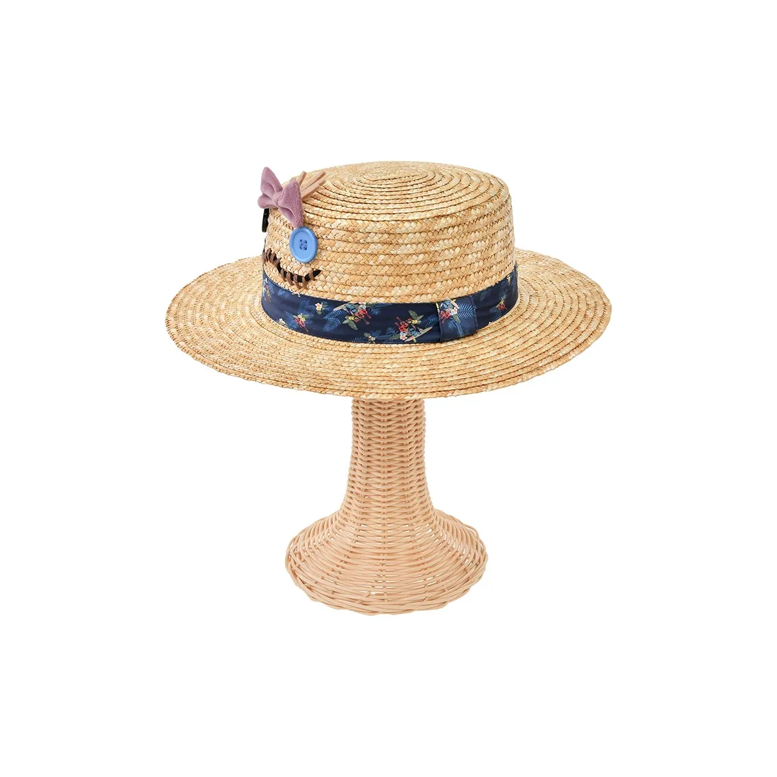 Disney x Disney Store Stitch Маленькая Золотая Соломенная Шляпа Лето Путешествие Защита от Солнца Пляж Морское Береговое Солнцезащитное Аксессуары