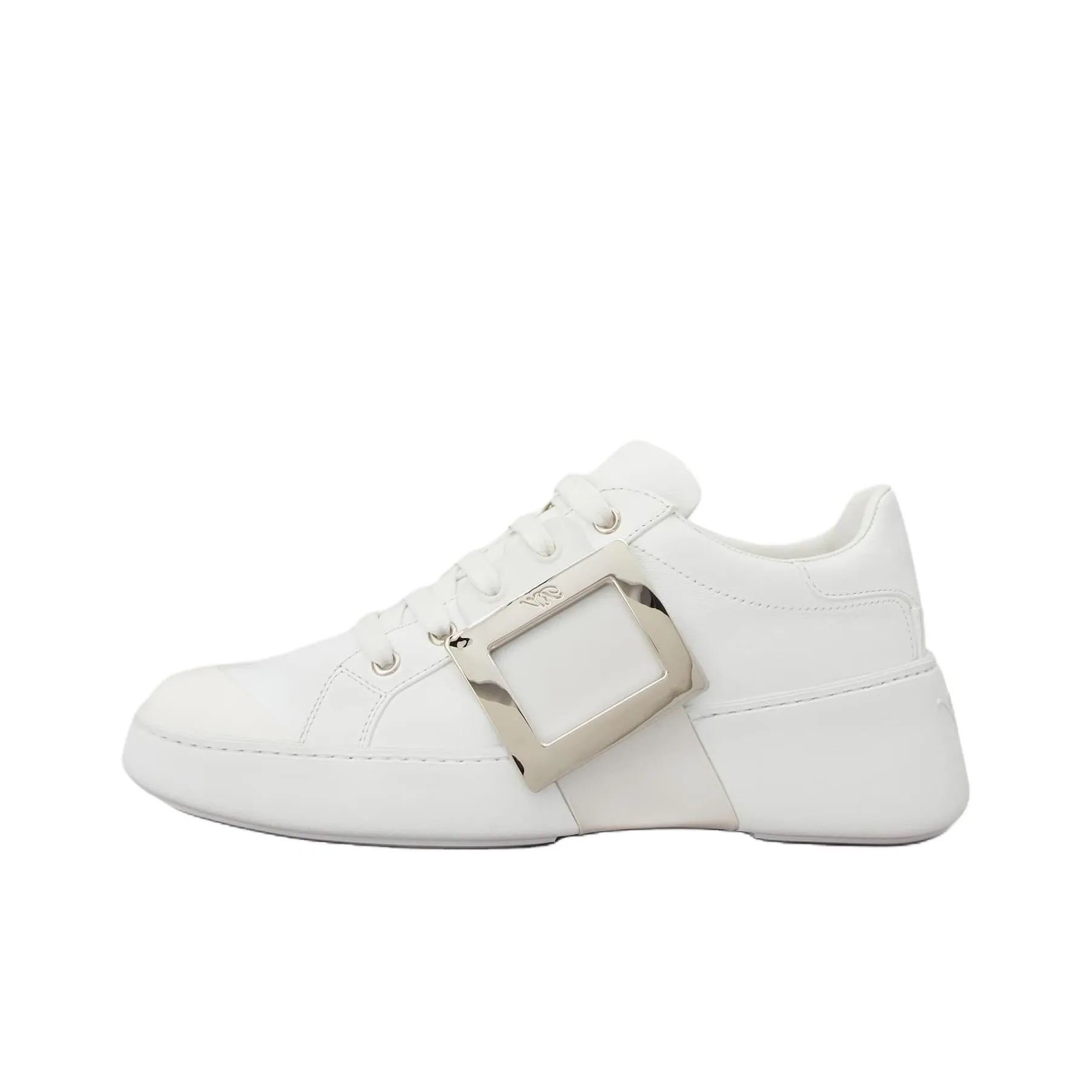 Roger Vivier Women's Viv Skate Leather Sneakers   White