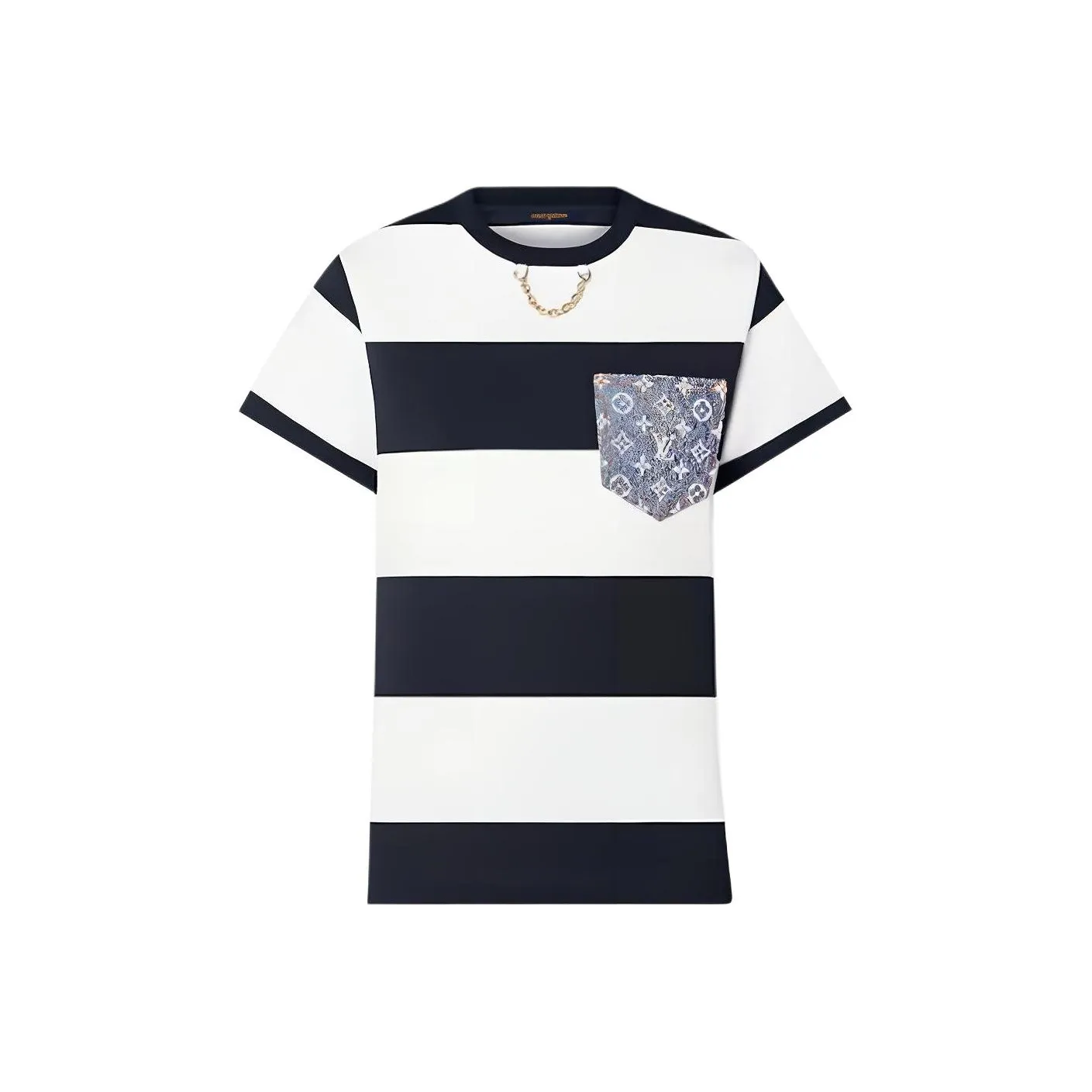 Lv Striped Monogram Pocket T Shirt