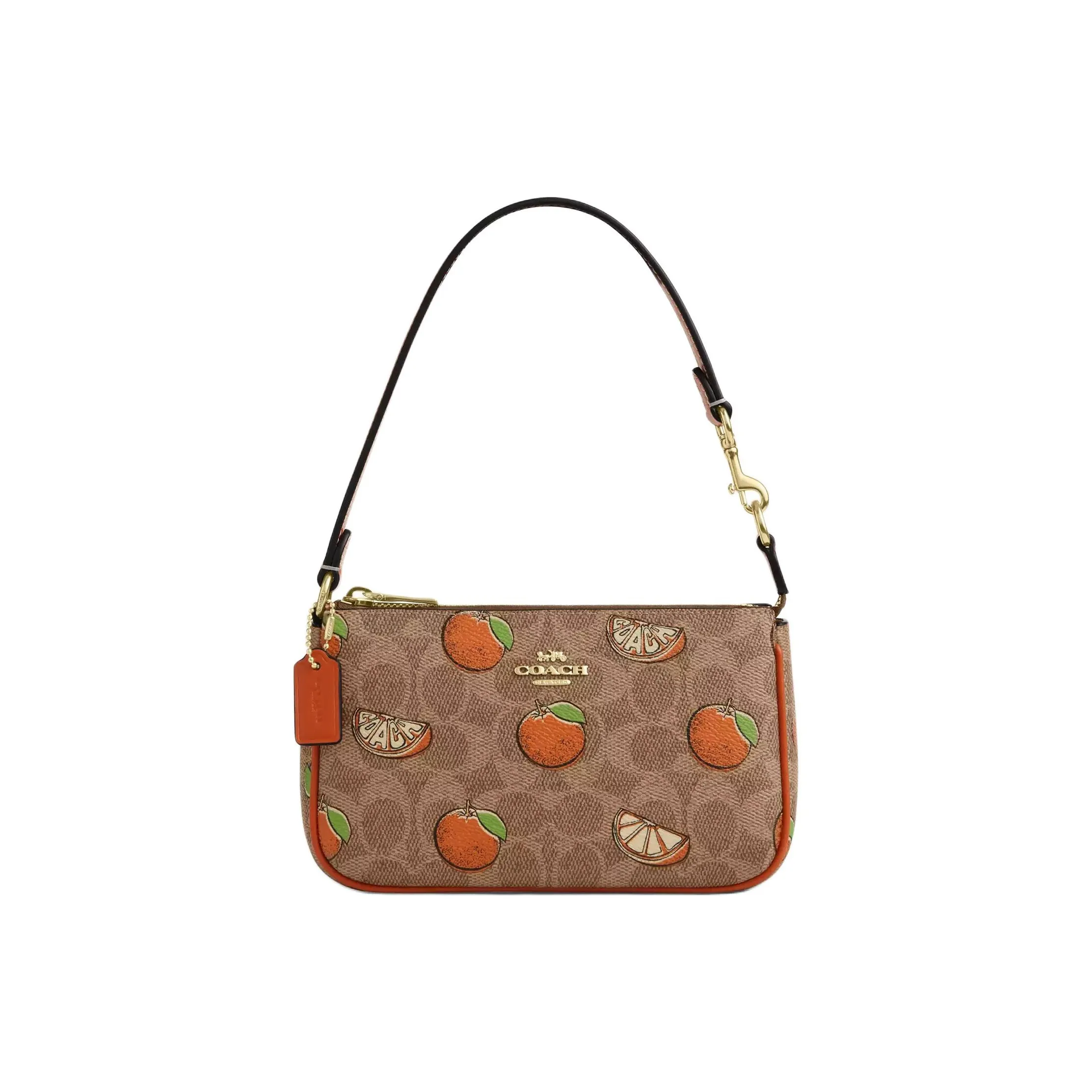 COACH Nolita Coated Canvas Pochette One Shoulder Handbag Trumpets Women's Brown & Yellow & Mixed Color