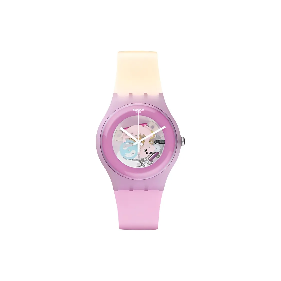 Swatch Quartz Механизм Женские часы 41 мм Черепный циферблат Пластиковый корпус Часы Силиконовый ремешок