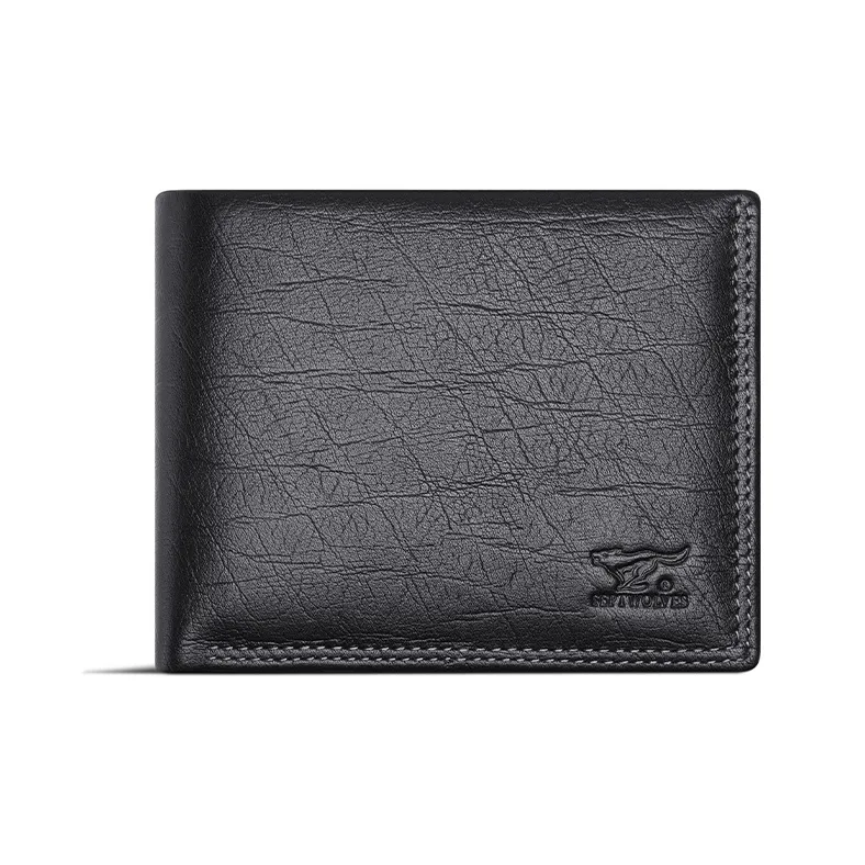 SEPTWOLVES Коровья кожа Короткий кошелек Мужской Черный