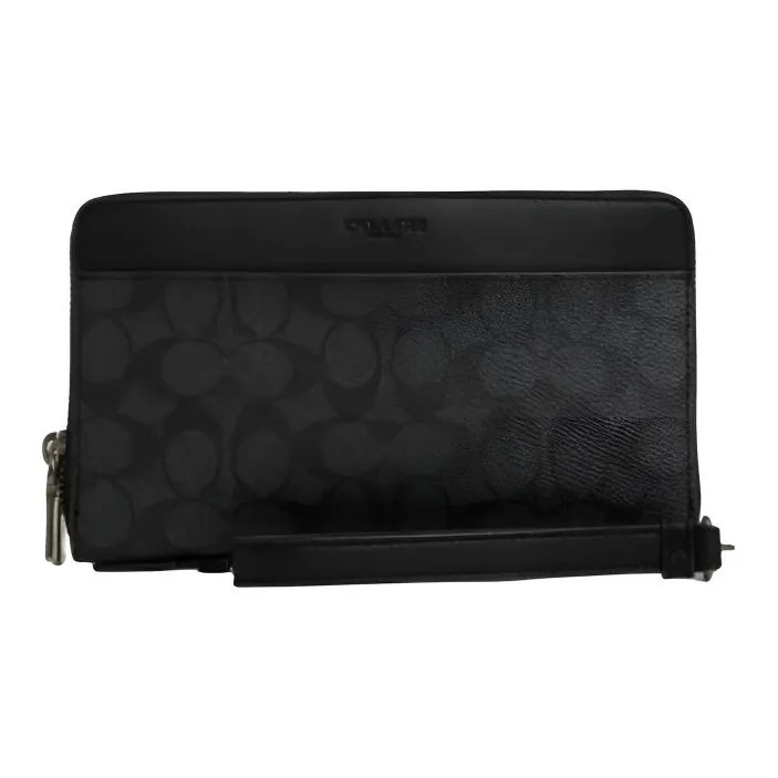 COACH Artificial Leather Wallet Trumpets Men's Black