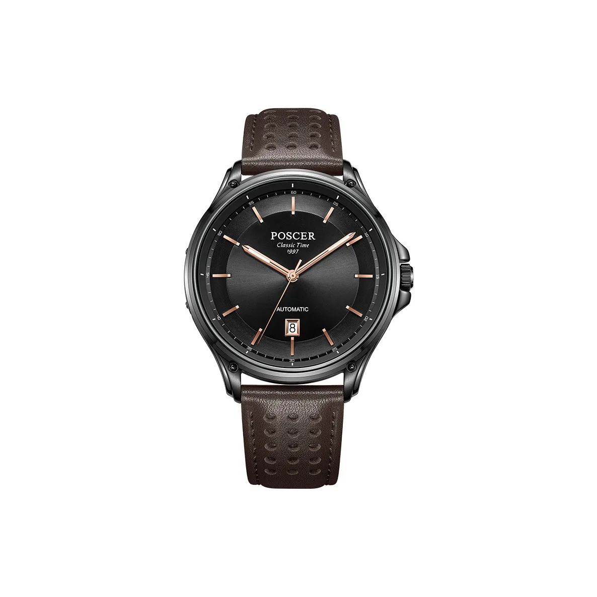 POSCER Era Classic Collection Механический механизм Ремешок Ремешок Часы Мужские часы Черный циферблат