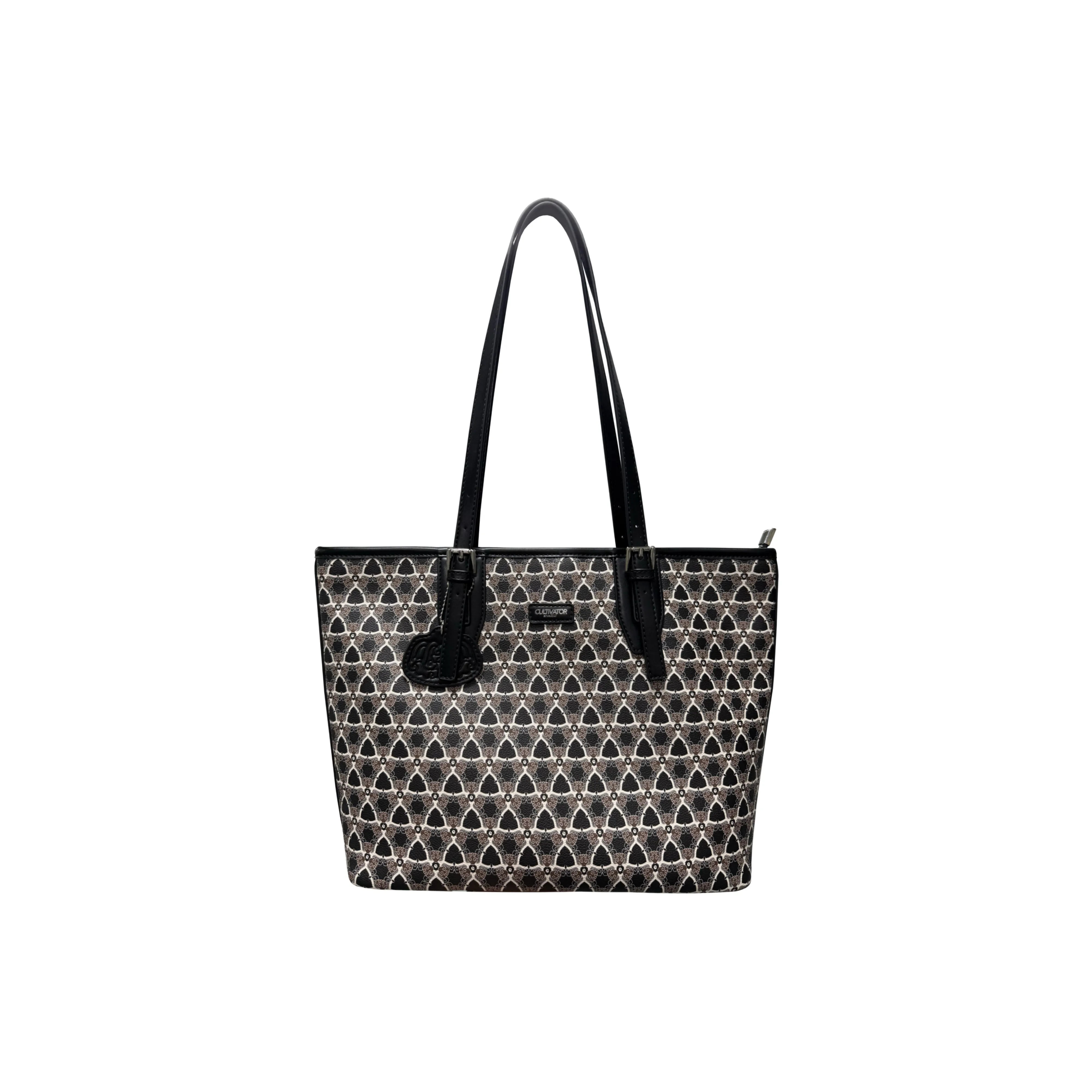 CULTIVATOR Museum Коллаборация ПУ (полиуретан) Тоут Сумка Сумка через плечо Большая Женская Графитовый Черный Зуб Цвет Вермильон