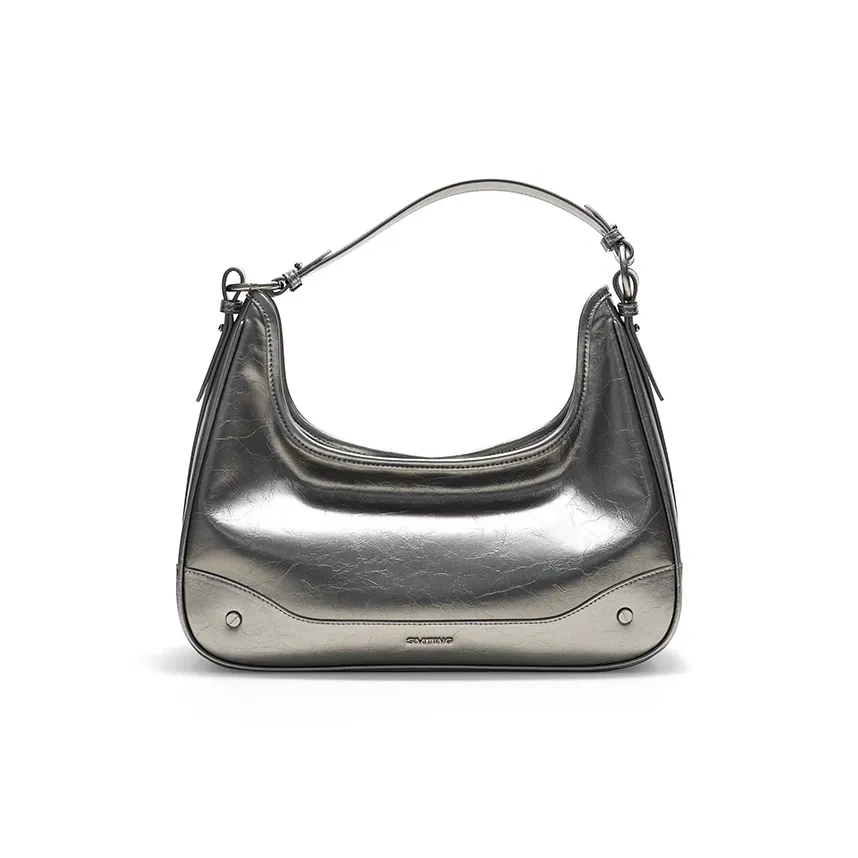 Simedin Сумка через плечо из коровьей кожи большая женская антикварный серебристый глубокий черный