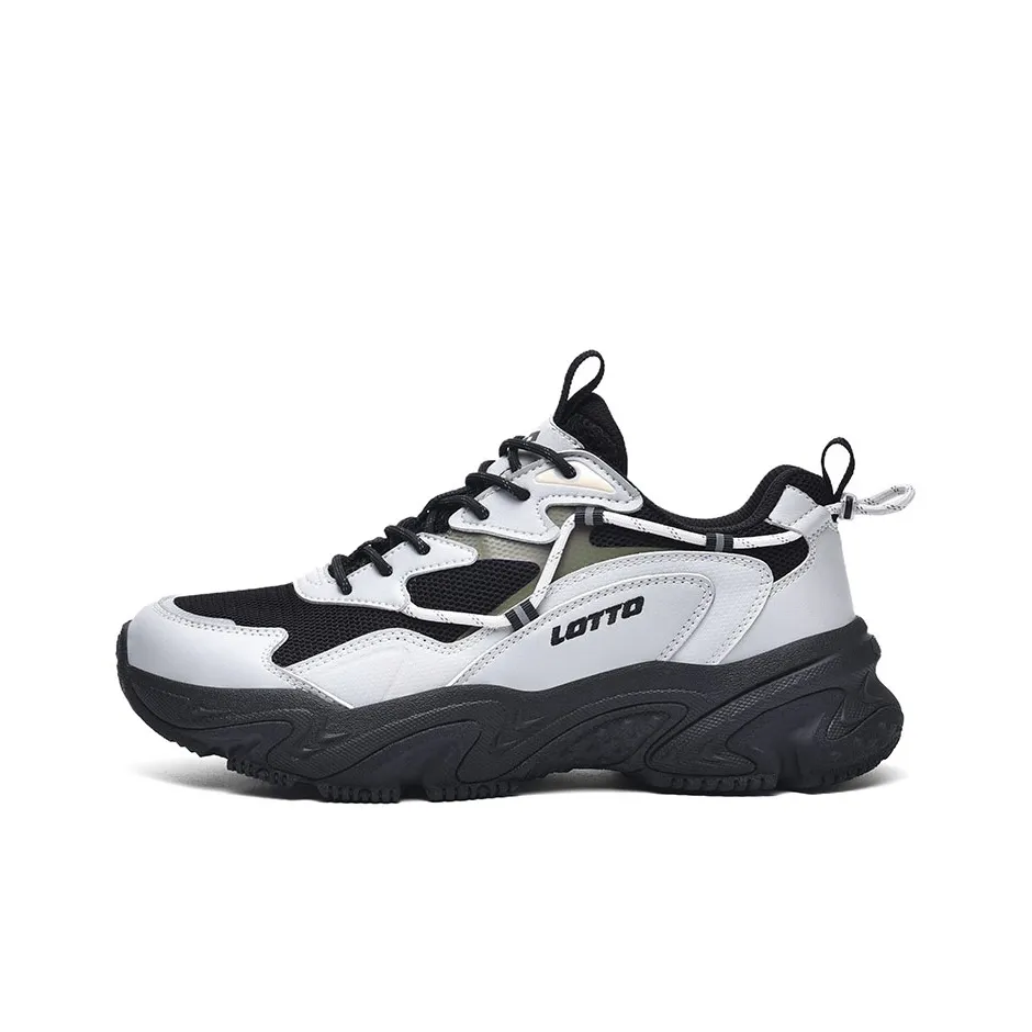 Lotto Shock Absorbers визуально увеличивает рост Поддержка Устойчивость к истиранию Дышащий Низкий Топ Толстая подошва Мужские Черный Серый
