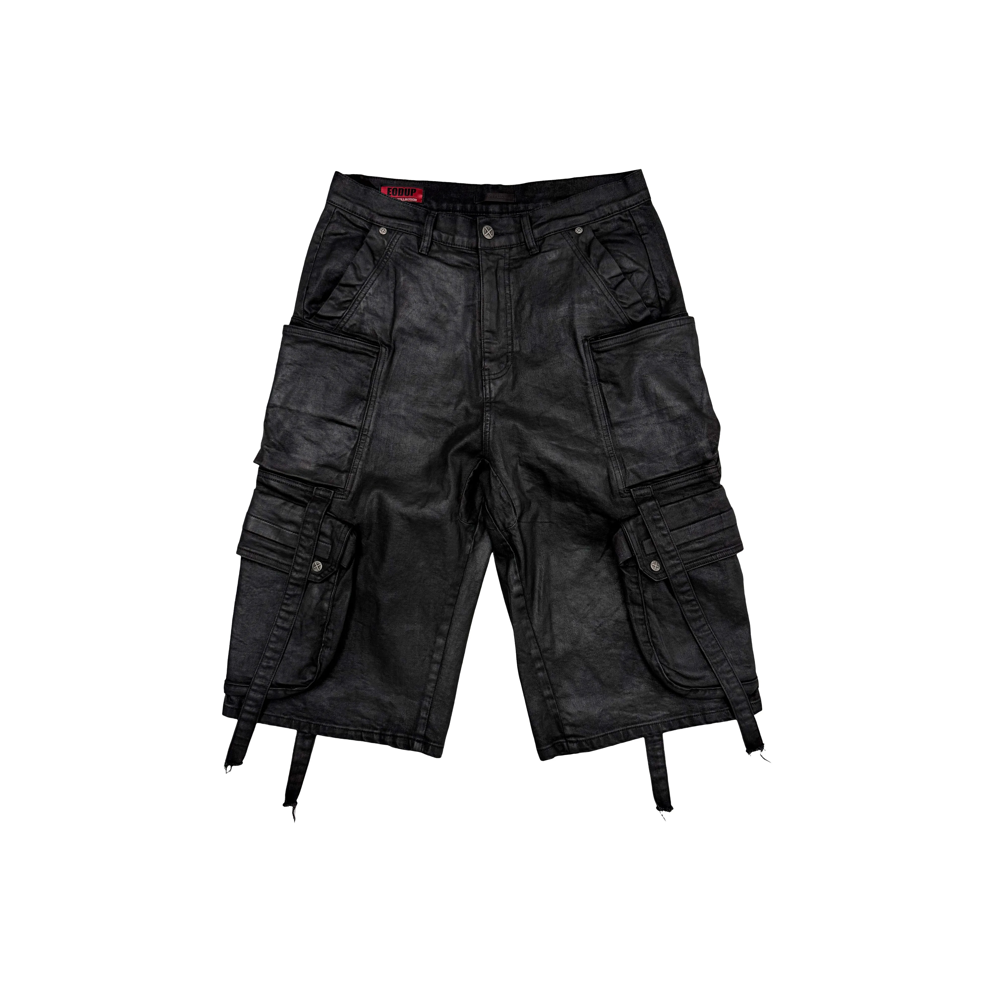 EODUP Черные мужские джинсовые шорты