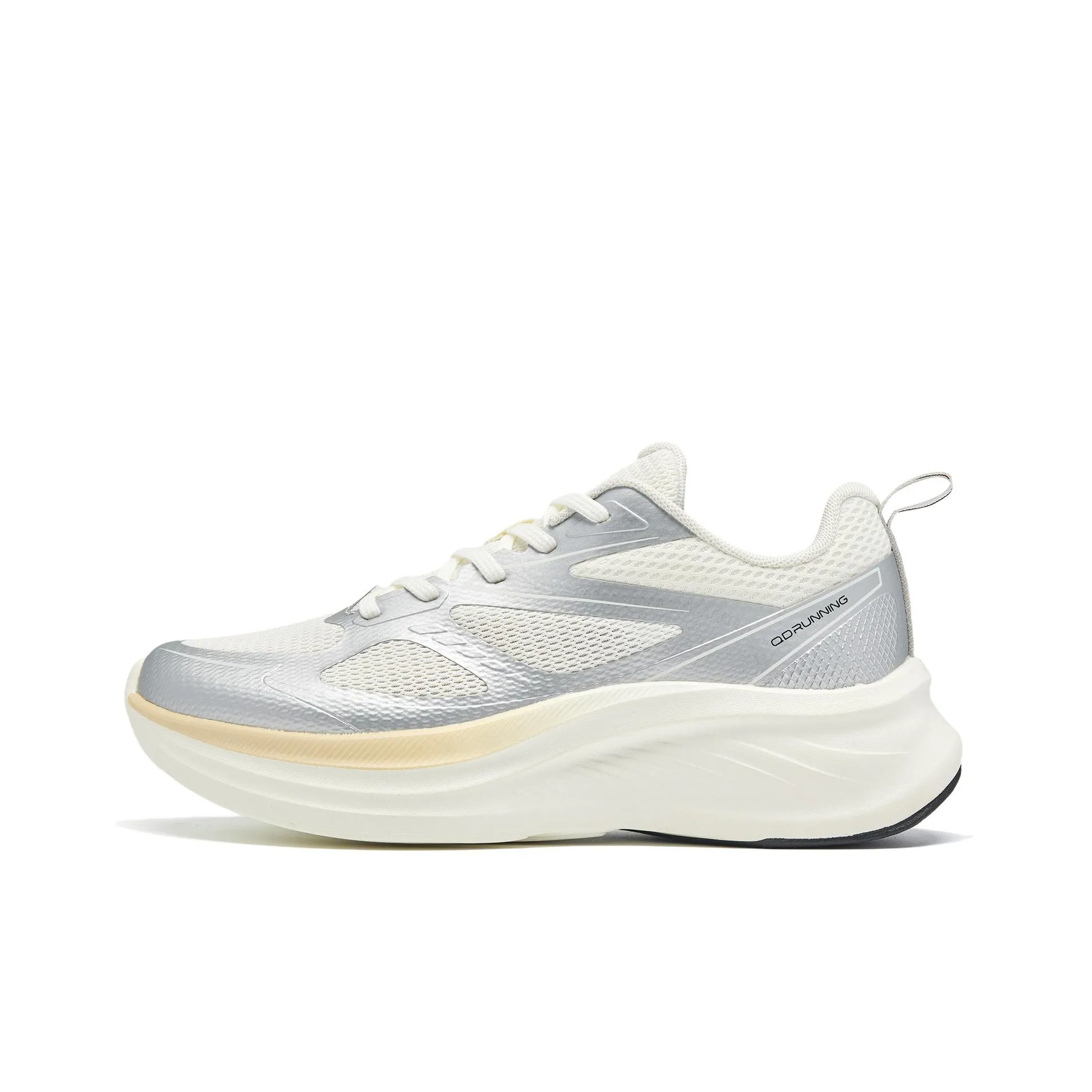 QIAODAN Anti Slip Wear Resistant Low Top Casual Sprint Running Shoes Women's White Silver