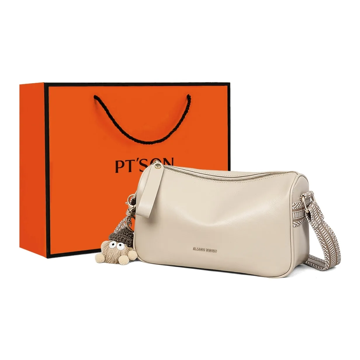 PT'SON Сумка через плечо из коровьей кожи стандартная женская цвет экрю