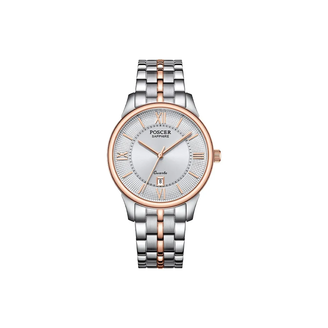 POSCER Кварцевый механизм ремешок из нержавеющей стали мужские часы серебристый циферблат