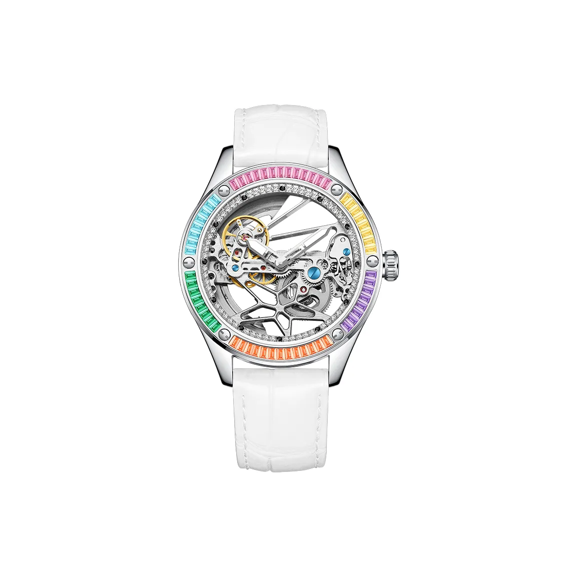 DAVENA Possession Collection Механический механизм часы с натуральной кожей ремешок женские часы серебристый циферблат