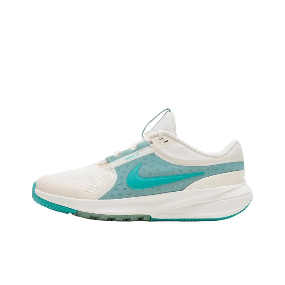 Nike Star Runner 5 Устойчивые к истиранию Низкие Кроссовки для Бега Детские Бело-Зеленые Подростковые