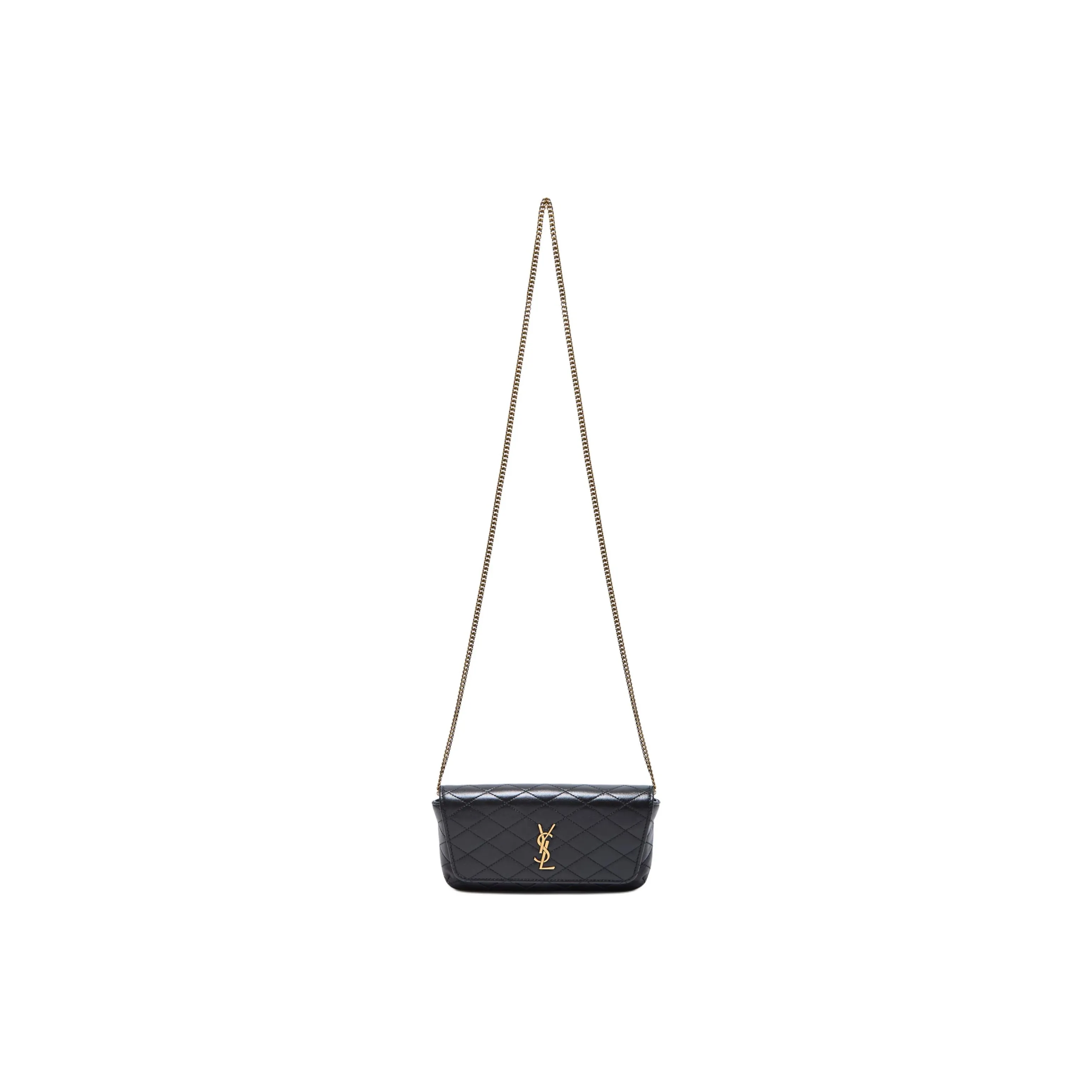 SAINT LAURENT GABY Sheepskin One Shoulder Crossbody Cell Phone Pouch Regular Women's Black