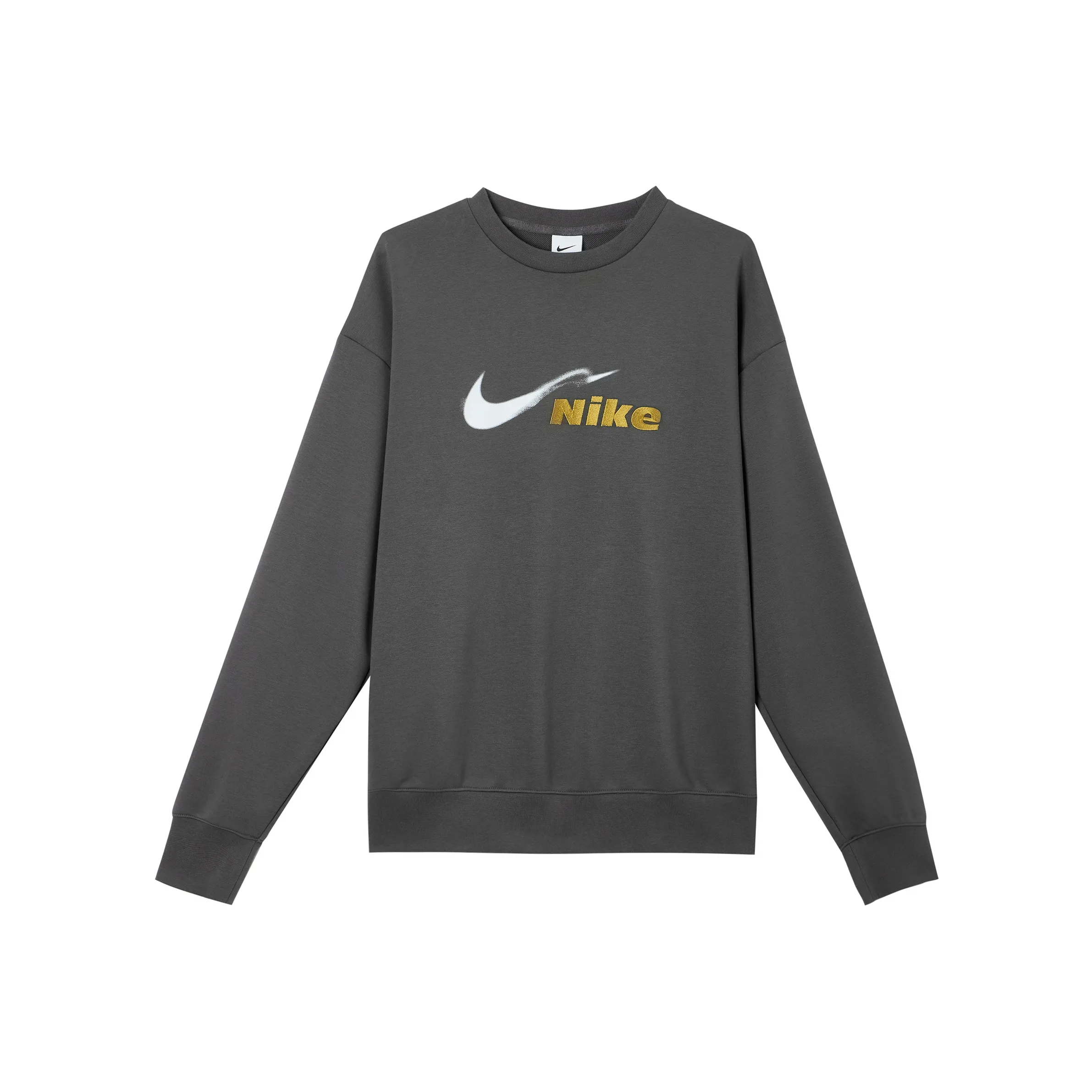 Nike Dri Fit Толстовка Мужской Средне-серый Белый цвет вершины Пустыня Лесной мшистый