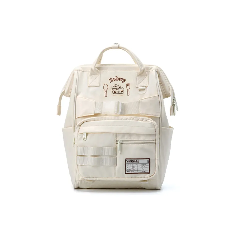 VANWALK Polyester Backpack Tubas Unisex Vanilla White/Cute Black/Cheese Yellow