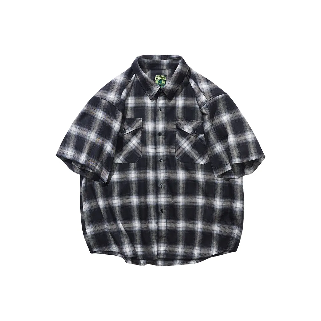 NUCLEAR EXPLOSION Черно-белая клетка Мужская рубашка