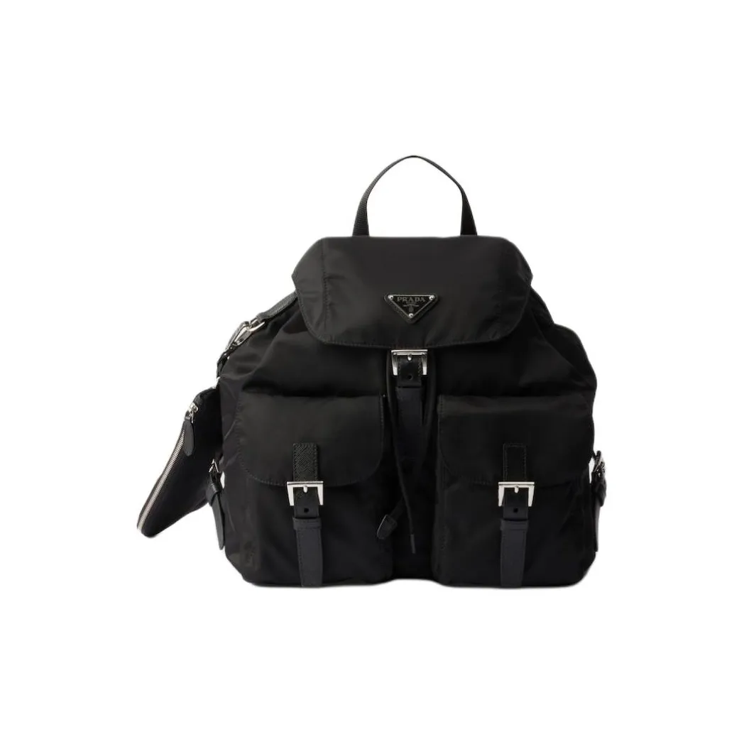PRADA Saffiano Leather Detail Backpack Women's Black