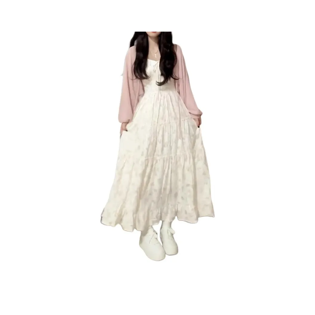 LAKESI Цветочное платье-камзол, розовая шаль, женские комплекты с юбкой