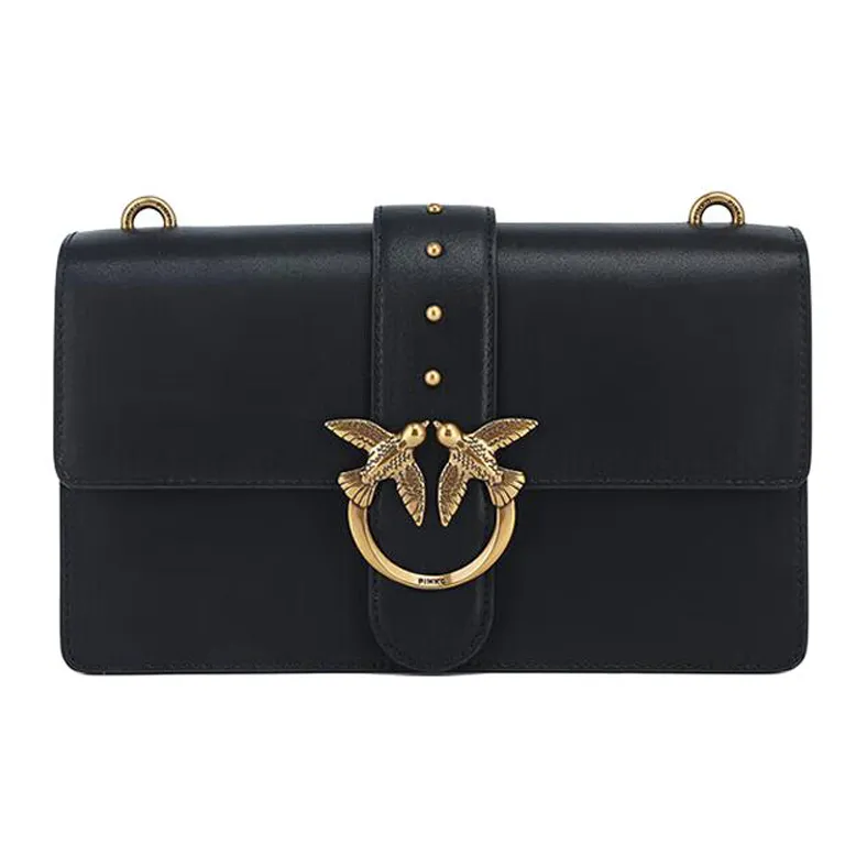 PINKO Сумка через плечо из коровьей кожи плечевая сумка среднего размера женская черная