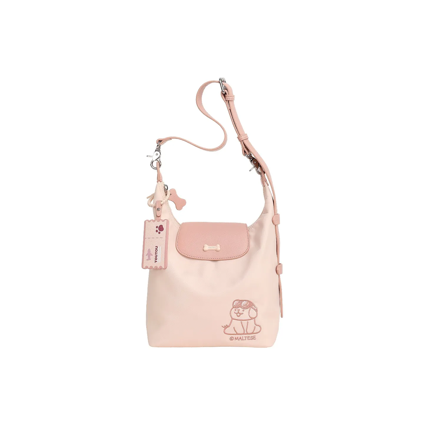 TOUTOU Мальтезе Коллаборация Ткань Сумка через плечо Стандартная Женская Клубничный Розовый