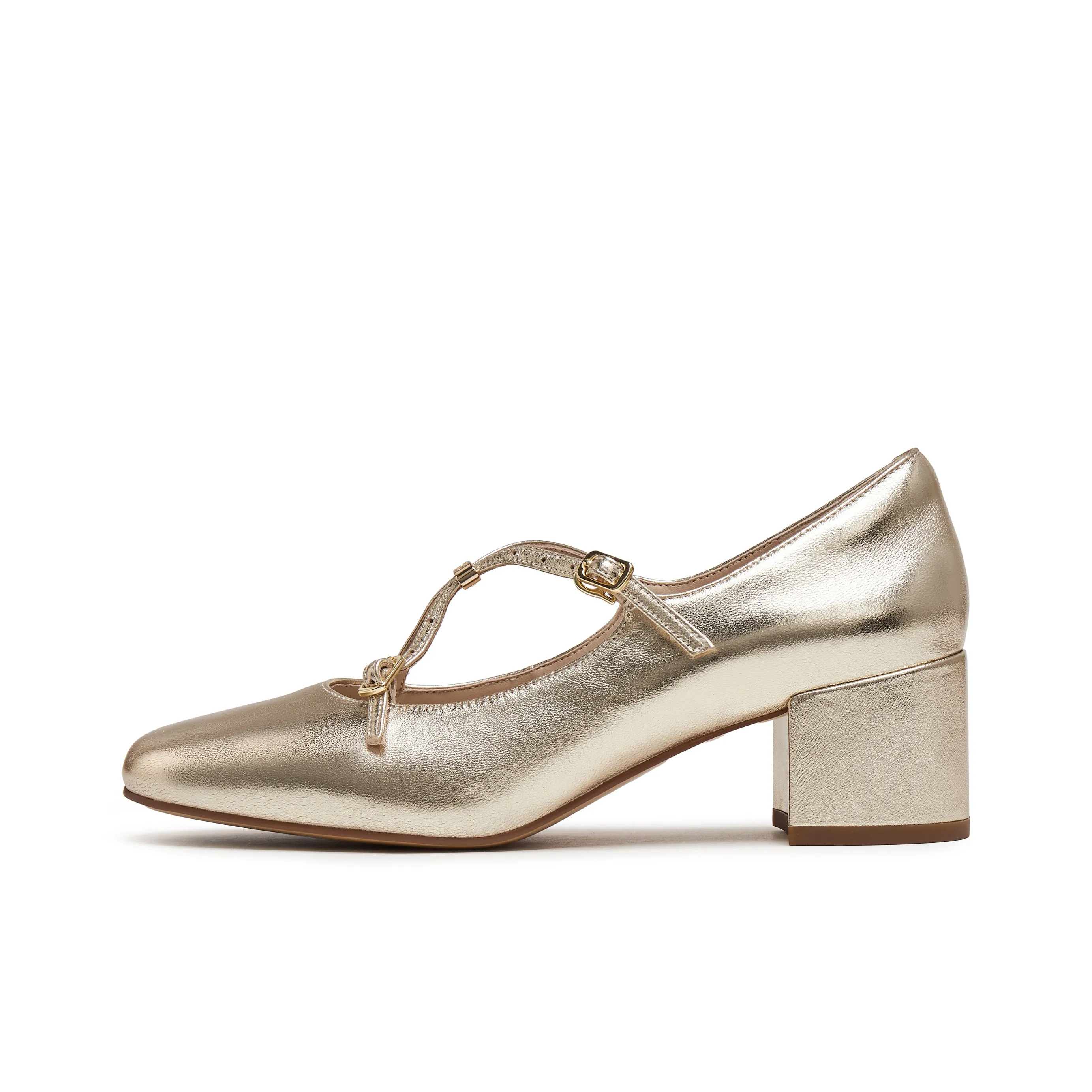 Joypeace Flamenco Грубый каблук Туфли Мэри Джейн 4,5CM Женские Золотые