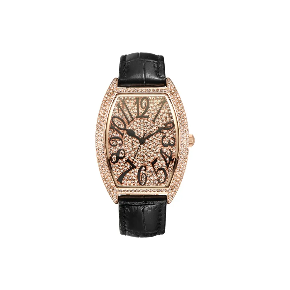 DAVENA Shining Adventure Collection Кварцевый механизм Коровья кожа Ремешок Часы Женские часы Золотой циферблат