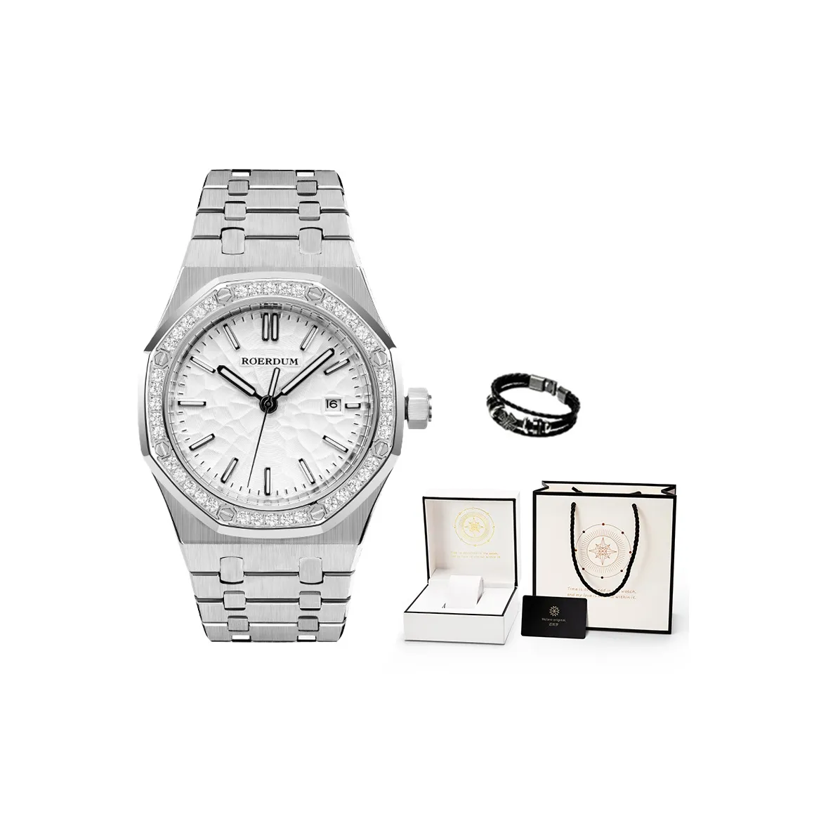 ROERDUM God Of War Series Mechanical Movement Stainless Steel Watchband Watch Men's Watches White Dial