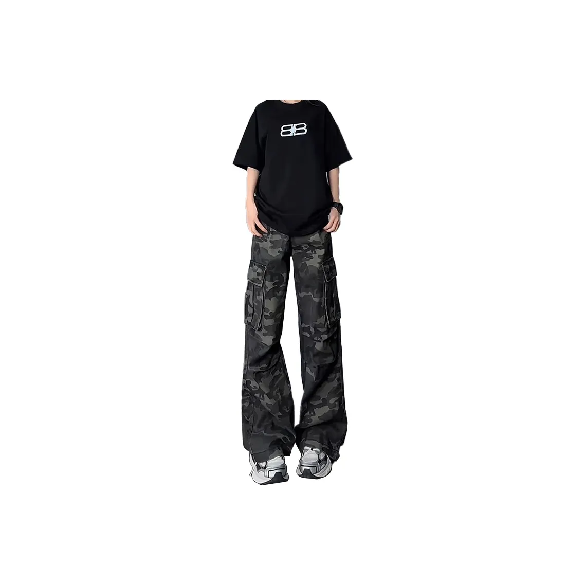 UOOHE Камуфляж Унисекс Брюки с карманами