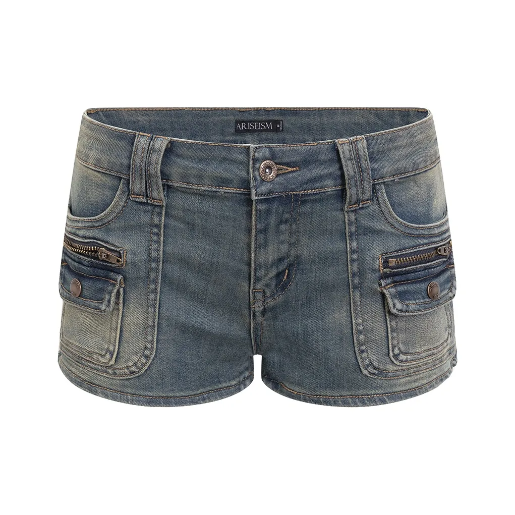 Ariseism Винтажные синие женские джинсовые шорты