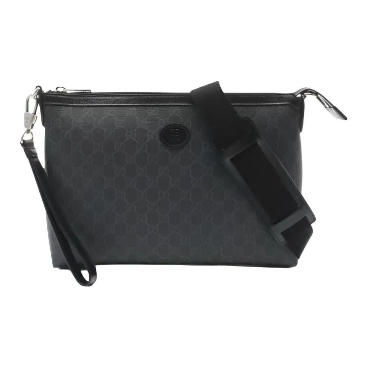 GUCCI GG Supreme Coated Canvas Crossbody Bag, Shoulder Bag Regular Men's Black