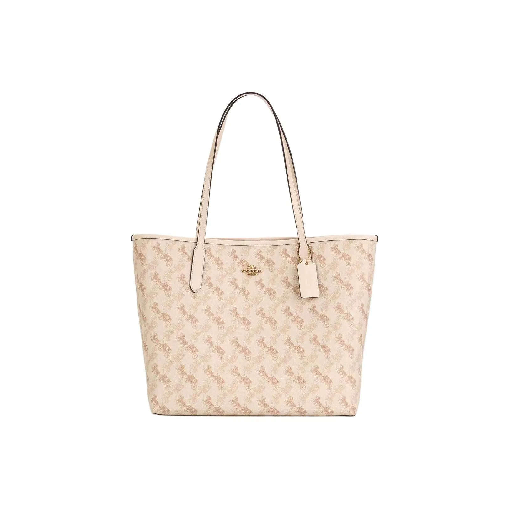 COACH Городская сумка из ПВХ холста и кожи сумка через плечо большая женская бежевая