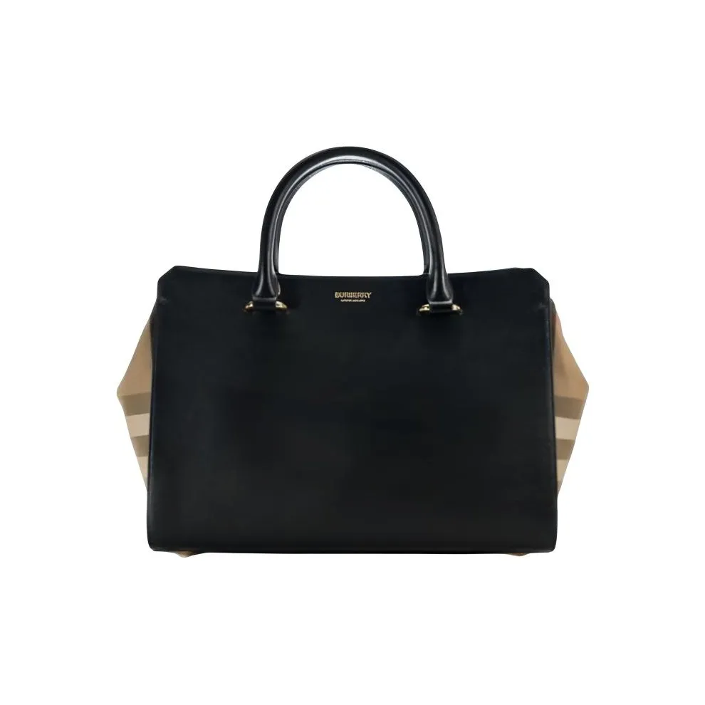 Burberry Leather Tote Bag, Shopping Bag, Handbag Trumpets Women's Black