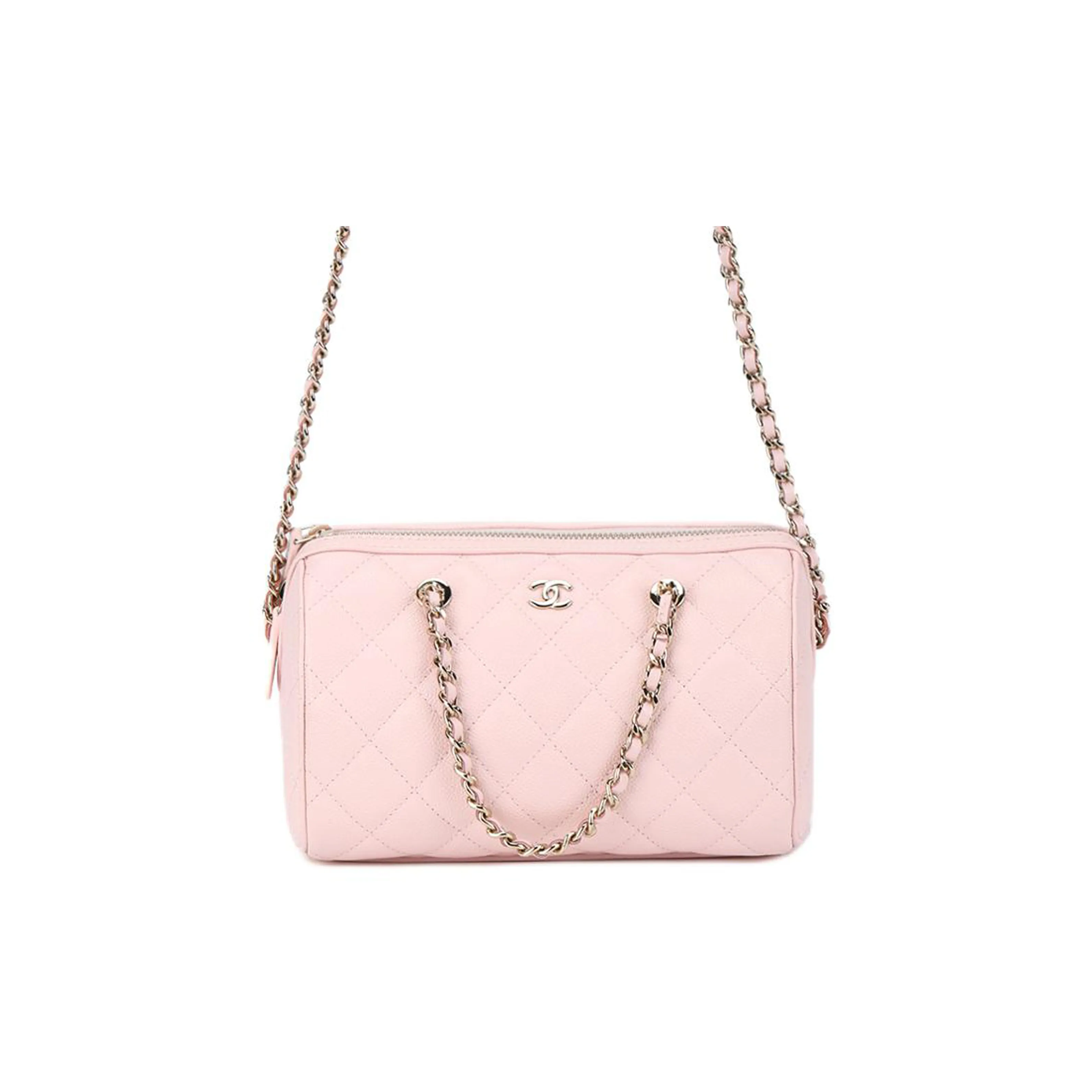 CHANEL Litchi Grain Cow Leather Shoulder Bag, Crossbody Bag, Handbag Trumpets Women's Pink