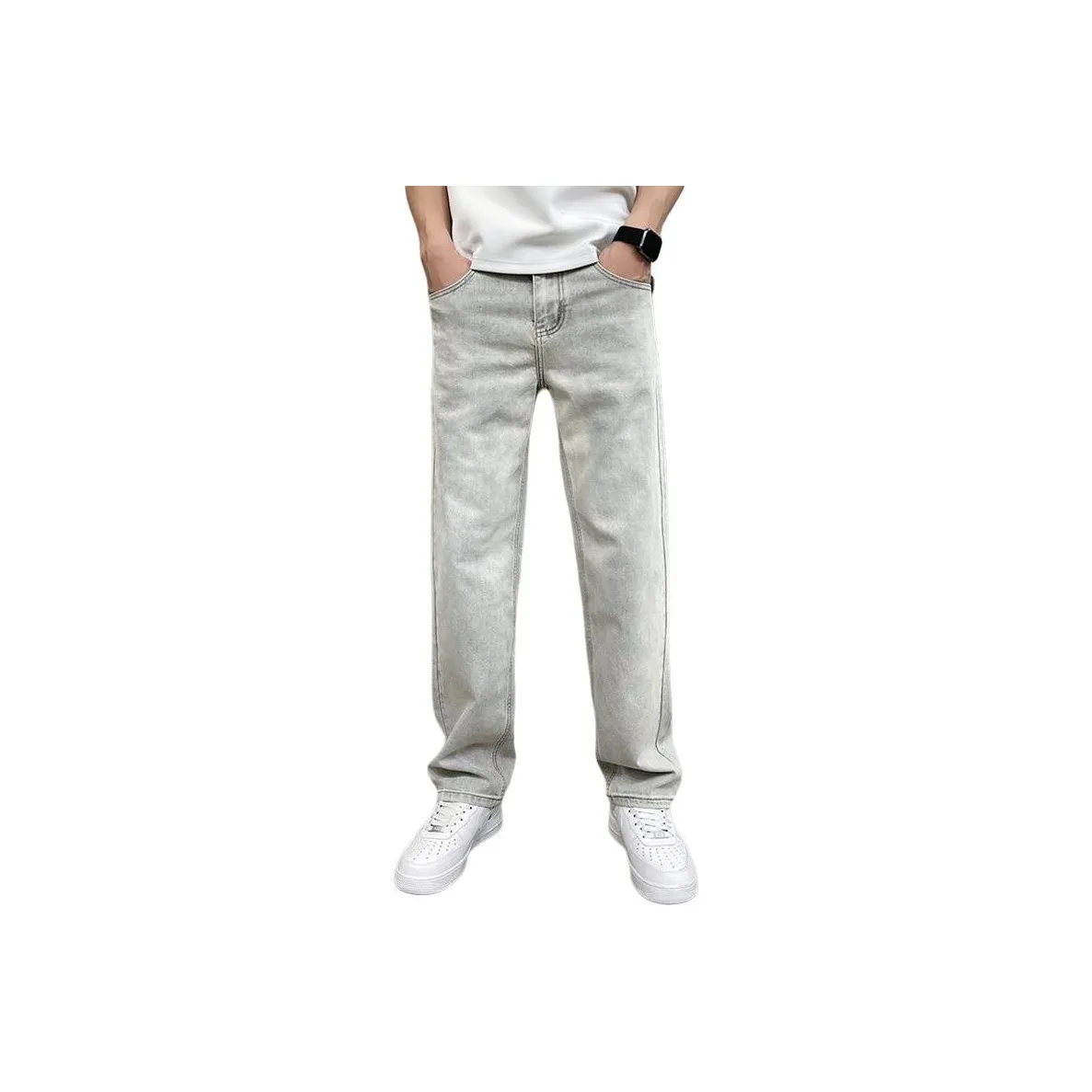 BAOMIKA Светло-серые Унисекс Джинсы