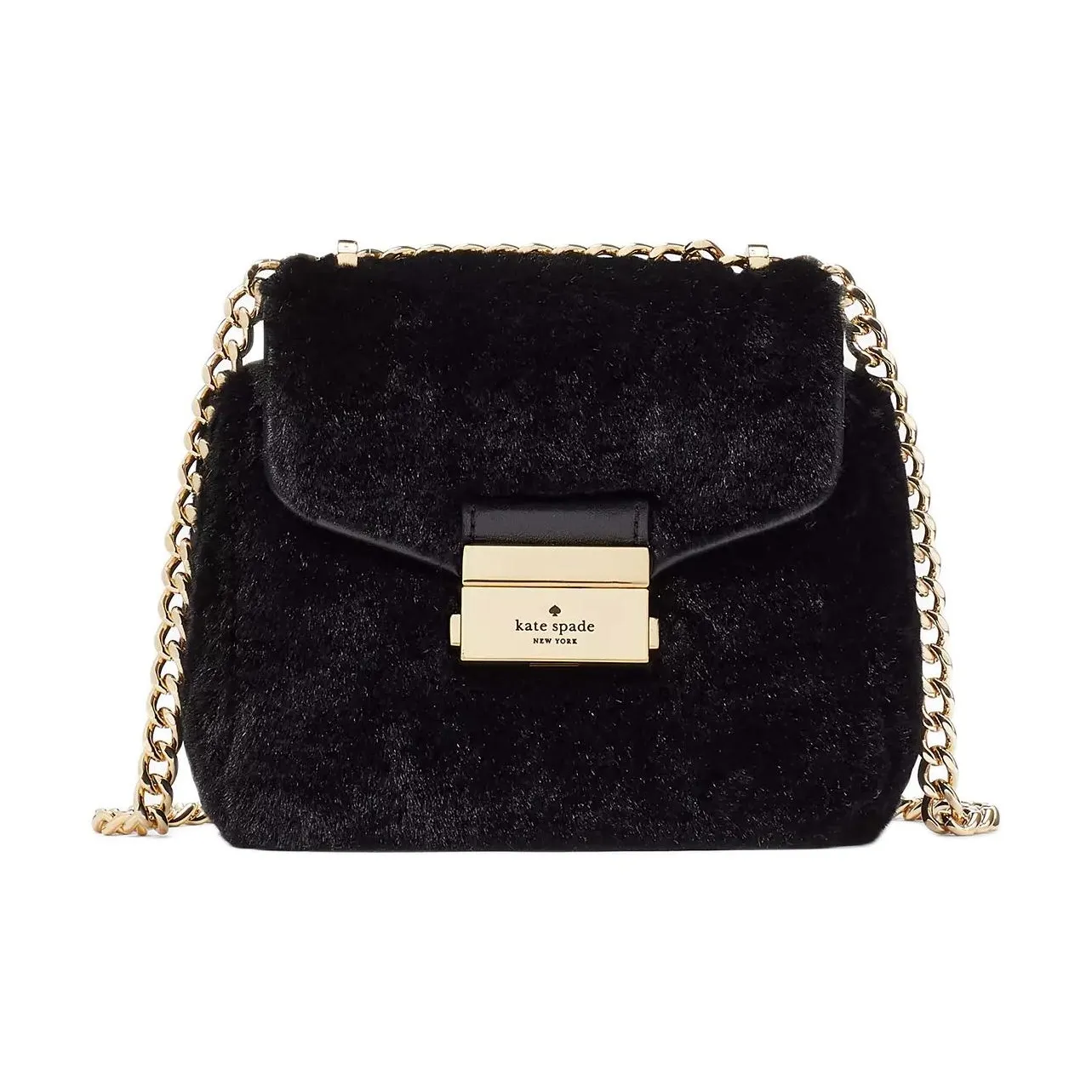 Kate Spade CAREY Искусственный мех Сумка через плечо Женская Черная